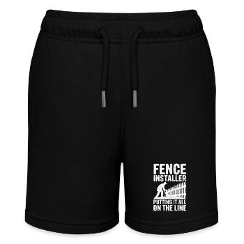 Zauninstallateur Zaunbauer Fence Installer - Stanley/Stella Teenager Bio-Joggingshorts MINI BOLTER - Schwarz - Vorne