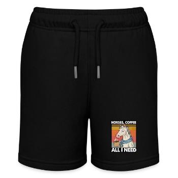 Lustiges Pferd Kunst Pferdebesitzer Pferde Kaffee - Stanley/Stella Teenager Bio-Joggingshorts MINI BOLTER - Schwarz - Vorne