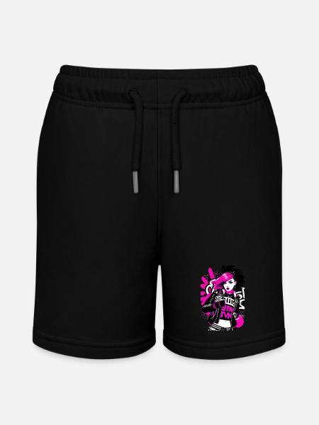 Street art punk urbain aux accents rose fluo - Short bio MINI BOLTER Stanley/Stella Ado - noir