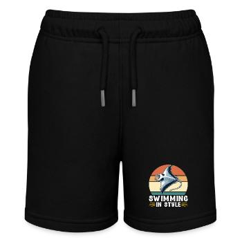 Mantarochen Großer Manta Meeresbewohner - Stanley/Stella Teenager Bio-Joggingshorts MINI BOLTER - Schwarz - Vorne