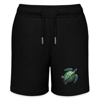Sea Turtle Lover Motif Wildlife Safari - Stanley/Stella MINI BOLTER Organic Teen Jogging Shorts - black - Front
