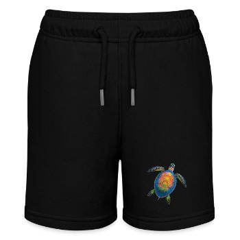 Sea Turtle Lover Motif Wildlife Safari - Stanley/Stella MINI BOLTER Organic Teen Jogging Shorts - black - Front