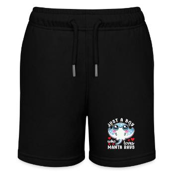 Mantarochen Großer Manta Meeresbewohner - Stanley/Stella Teenager Bio-Joggingshorts MINI BOLTER - Schwarz - Vorne