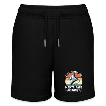 Mantarochen Großer Manta Meeresbewohner - Stanley/Stella Teenager Bio-Joggingshorts MINI BOLTER - Schwarz - Vorne