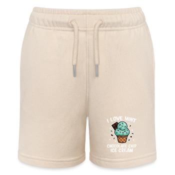 Schoko Minz Eis Spruch Lustiges Minz Eis Geschenk - Stanley/Stella Teenager Bio-Joggingshorts MINI BOLTER - Natur - Vorne