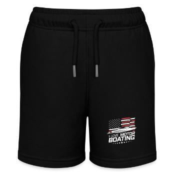 Boater I Love Motor Boating Funny American - Stanley/Stella MINI BOLTER Organic Teen Jogging Shorts - black - Front