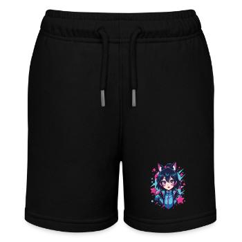 Anime Manga Mädchen Techwear Cyberpunk Chibi - Stanley/Stella Teenager Bio-Joggingshorts MINI BOLTER - Schwarz - Vorne