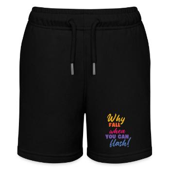 Warum Stürzen, Wenn Man Blitzen Kann Boulderer - Stanley/Stella Teenager Bio-Joggingshorts MINI BOLTER - Schwarz - Vorne