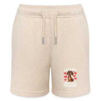 Just a Girl Who Loves Dachshunds - Stanley/Stella Teenager Bio-Joggingshorts MINI BOLTER - Natur - Vorne