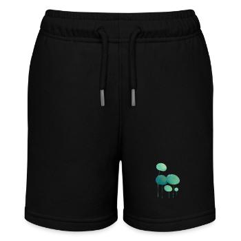 Blätter mit Tautropfen Leaves with Dew Drops - Stanley/Stella Teenager Bio-Joggingshorts MINI BOLTER - Schwarz - Vorne