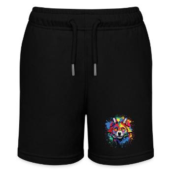 Wolf Liebhaber Wildtier Kunst Wolf Bunt Tier - Stanley/Stella Teenager Bio-Joggingshorts MINI BOLTER - Schwarz - Vorne