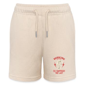 Working Like Crazy To Support The Lazy - Stanley/Stella MINI BOLTER Organic Teen Jogging Shorts - soft Ecru - Front