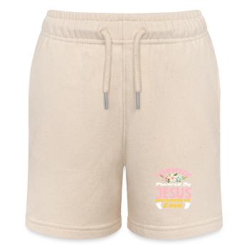 Midwife Driven by Jesus Love - Stanley/Stella MINI BOLTER Organic Teen Jogging Shorts - soft Ecru - Front