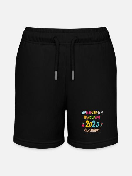 Farewell Kindergarten 2025 Gift Girls Boys - Stanley/Stella MINI BOLTER Organic Teen Jogging Shorts - black