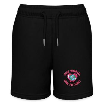 One World, One Future - Stanley/Stella MINI BOLTER Organic Teen Jogging Shorts - black - Front