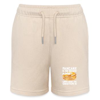 Pfannkuchen Ist Die Antwort Design - Stanley/Stella Teenager Bio-Joggingshorts MINI BOLTER - Natur - Vorne