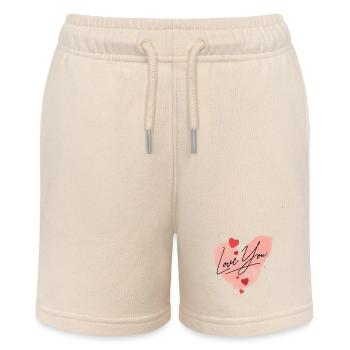 I love you Heart Love Couple In Love - Stanley/Stella MINI BOLTER Organic Teen Jogging Shorts - soft Ecru - Front