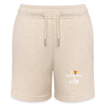 I love Barcelona Wortspiel Golden Gate Brücke Spanien Flagge - Stanley/Stella Teenager Bio-Joggingshorts MINI BOLTER - Natur - Vorne