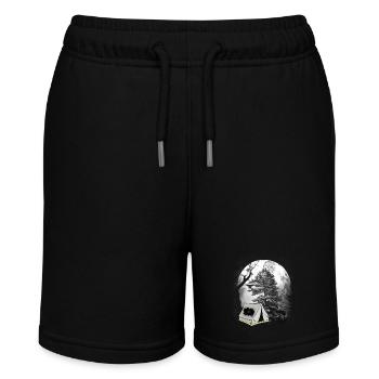 Zelt zelten Wald Waldbewohner Camping Campen - Stanley/Stella Teenager Bio-Joggingshorts MINI BOLTER - Schwarz - Vorne