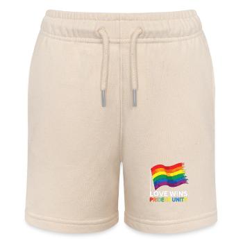 Love Wins Pride Outfit – Rainbow LGBTQ+ Design - Stanley/Stella MINI BOLTER Organic Teen Jogging Shorts - soft Ecru - Front