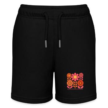 Fleurs rétro roses et oranges avec des feuilles - Short bio MINI BOLTER Stanley/Stella Ado - noir - Devant