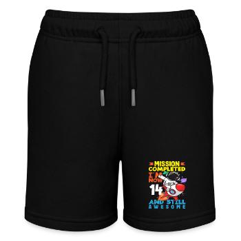 Mission Erfüllt Bin Jetzt 14 Und Immer Noch Super - Stanley/Stella Teenager Bio-Joggingshorts MINI BOLTER - Schwarz - Vorne