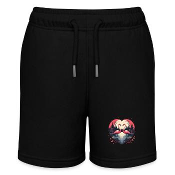 Flamingos in heart shape - Stanley/Stella MINI BOLTER Organic Teen Jogging Shorts - black - Front
