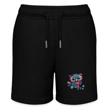 Hibou coloré sur branche - Short bio MINI BOLTER Stanley/Stella Ado - noir - Devant