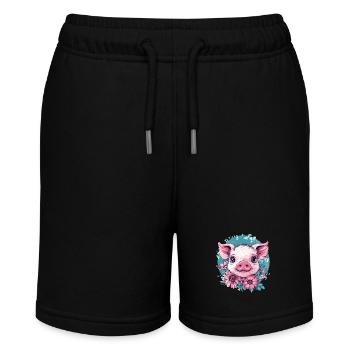 Cochon rose avec des fleurs - Short bio MINI BOLTER Stanley/Stella Ado - noir - Devant