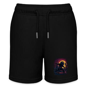 Cooles Skate-Faultier im Retro Sonnenuntergang - Stanley/Stella Teenager Bio-Joggingshorts MINI BOLTER - Schwarz - Vorne
