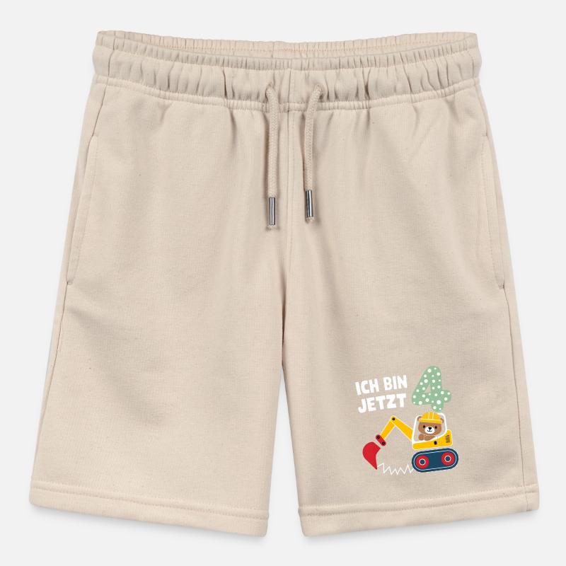 Ich bin jetzt 4 Bagger Bär 4. Geburtstag Stanley/Stella Teenager Bio-Joggingshorts MINI BOLTER