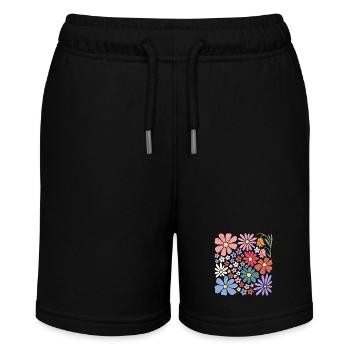 Bunte Blumen Natur Wildblumen - Stanley/Stella Teenager Bio-Joggingshorts MINI BOLTER - Schwarz - Vorne