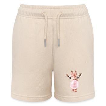 Lustige Giraffe Kaugummi Blase - Stanley/Stella Teenager Bio-Joggingshorts MINI BOLTER - Natur - Vorne