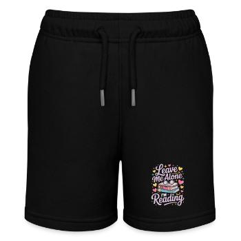 Lass mich alleine, ich lese! Bücherwurm Lesen - Stanley/Stella Teenager Bio-Joggingshorts MINI BOLTER - Schwarz - Vorne