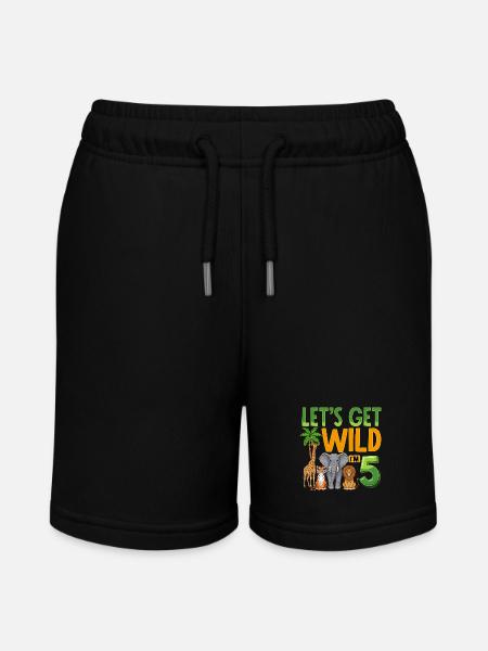Let's Get Wild I'm 5 - Stanley/Stella MINI BOLTER Organic Teen Jogging Shorts - black