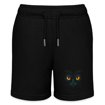 Katzenaugen Katze Blick Tierliebe Augen Design - Stanley/Stella Teenager Bio-Joggingshorts MINI BOLTER - Schwarz - Vorne