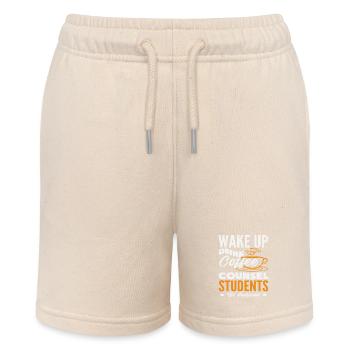 Wake Up, Drink, Coffee, School Counselor - Stanley/Stella MINI BOLTER Organic Teen Jogging Shorts - soft Ecru - Front