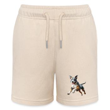 Staffy Origami 3D geometrischer Hund - Stanley/Stella Teenager Bio-Joggingshorts MINI BOLTER - Natur - Vorne