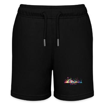 Seattleite Skyline Seattle - Stanley/Stella Teenager Bio-Joggingshorts MINI BOLTER - Schwarz - Vorne