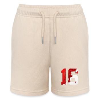 NR. 16 NUMMER 16 ROT WEIß 16. GEBURTSTAG - Stanley/Stella Teenager Bio-Joggingshorts MINI BOLTER - Natur - Vorne