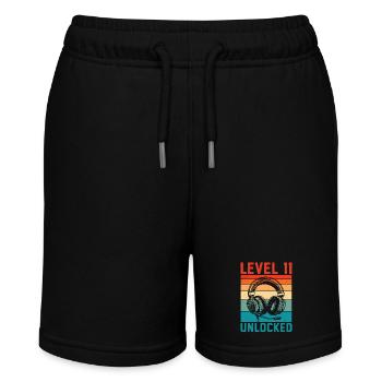 Level 11 freigeschaltet, 11. Jahrestag - Stanley/Stella Teenager Bio-Joggingshorts MINI BOLTER - Schwarz - Vorne