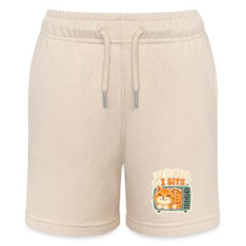 Chat Mignon Rétro TV If I Fits I Sits - Stanley/Stella MINI BOLTER Organic Teen Jogging Shorts - soft Ecru - Front