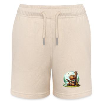Capybara Guitar Hippie Peace - Stanley/Stella MINI BOLTER Organic Teen Jogging Shorts - soft Ecru - Front