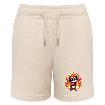 Sloth Cool Flames Fire - Stanley/Stella MINI BOLTER Organic Teen Jogging Shorts - soft Ecru - Front