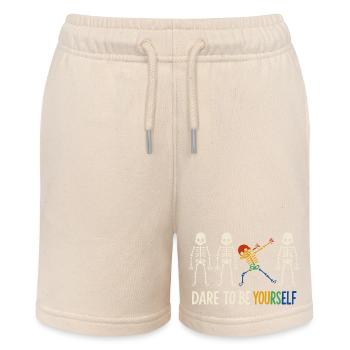 Colorful Dabbing Skeleton "Dare To Be Yourself" - Stanley/Stella MINI BOLTER Organic Teen Jogging Shorts - soft Ecru - Front