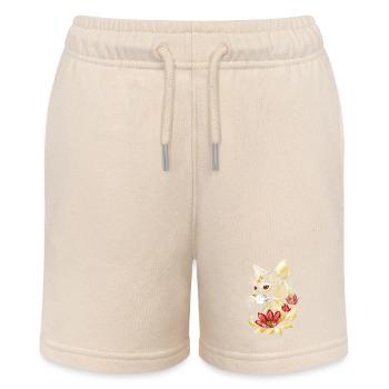 Katze Kater Kitten Blumen Blüten Katzen Cat - Stanley/Stella Teenager Bio-Joggingshorts MINI BOLTER - Natur - Vorne