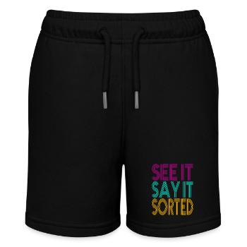 see it say it sorted - Stanley/Stella MINI BOLTER Organic Teen Jogging Shorts - black - Front