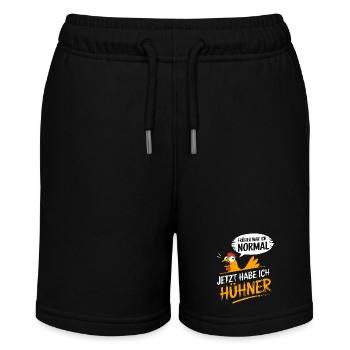 Früher war ich normal jetzt habe ich Hühner - Stanley/Stella Teenager Bio-Joggingshorts MINI BOLTER - Schwarz - Vorne