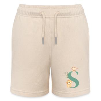 Dschungeltier grüner Buchstabe - Stanley/Stella Teenager Bio-Joggingshorts MINI BOLTER - Natur - Vorne