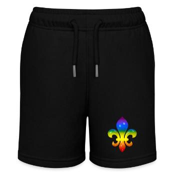 Fleur de Lys in Regenbogen-Farben - Stanley/Stella Teenager Bio-Joggingshorts MINI BOLTER - Schwarz - Vorne
